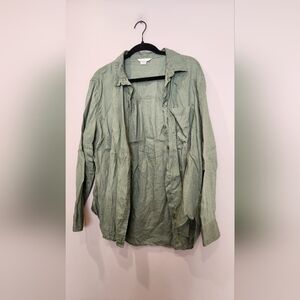 H&M Green Linen Button Up Shirt